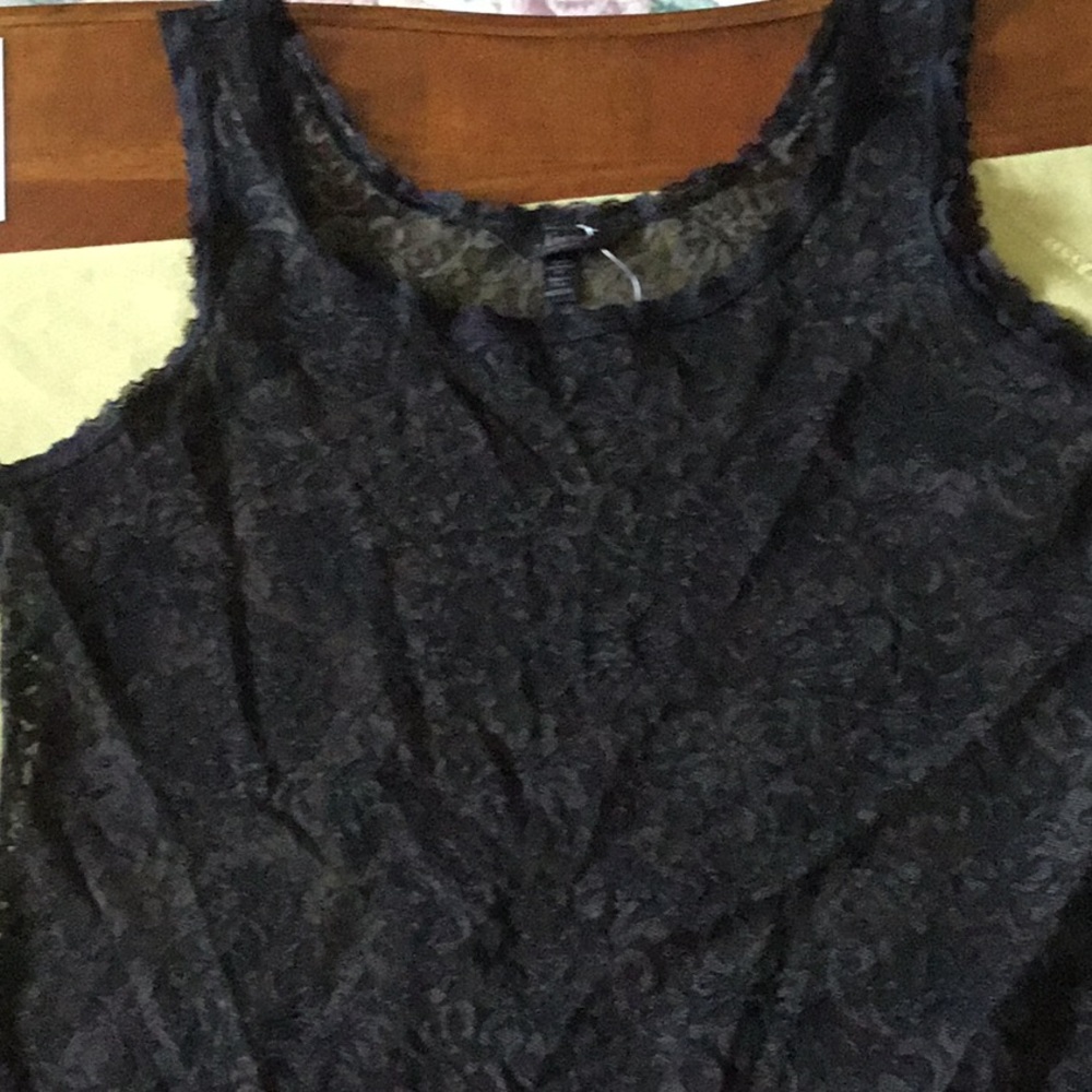 Sheer black lace top